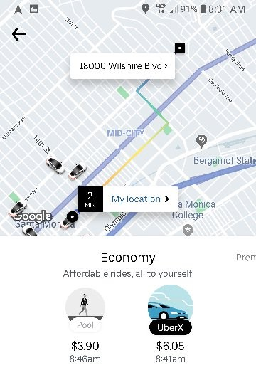 Uber Minimum Fare Screenshot