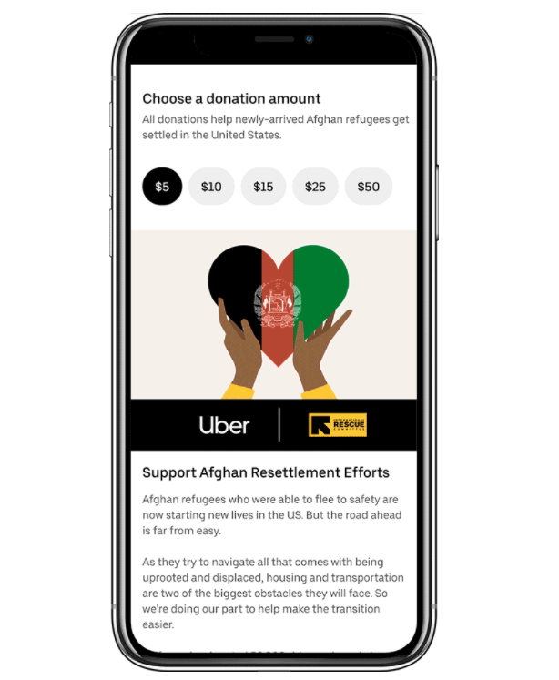 Uber App Donation Button